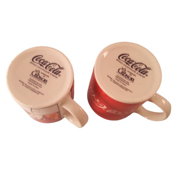 Coca - Cola Coffee Mugs by Gibson Set of 2 Polar Bear & Coke Logo Vintage - Picture 3 of 8